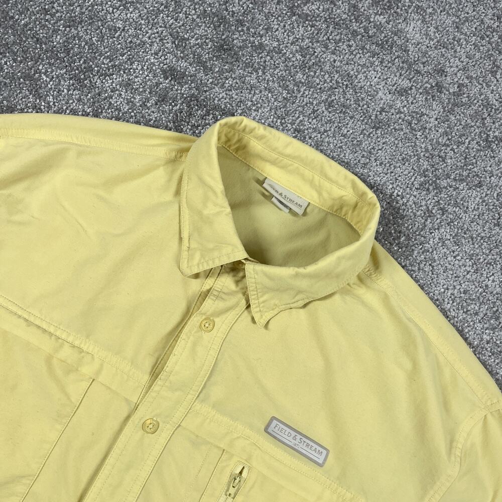 Field and Stream Button Down Shirt Mens Large Vented Mesh Fishing Zip Pocket